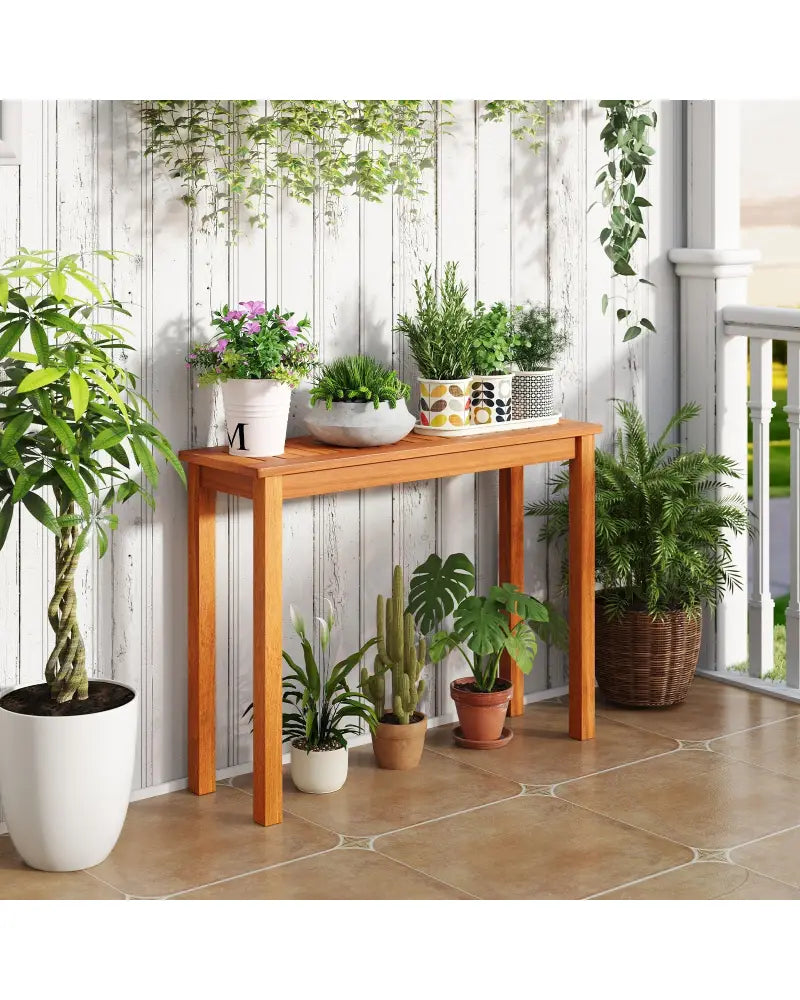 Wooden Plant Stand Outdoor Indoor Solid Wood Flower Pot Holder Display Shelf-M - Brown - Plant Stands