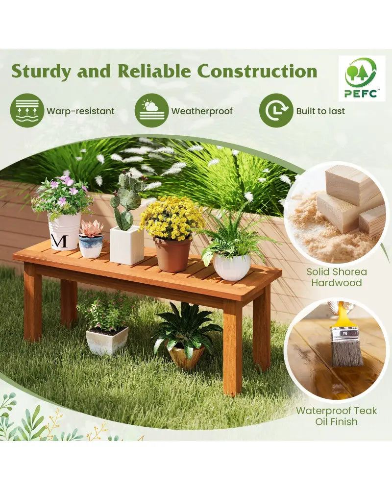 Wooden Plant Stand Outdoor Indoor Solid Wood Flower Pot Holder Display Shelf-S - Brown - Plant Stands