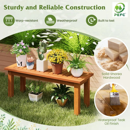 Wooden Plant Stand Outdoor Indoor Solid Wood Flower Pot Holder Display Shelf-S - Brown - Plant Stands