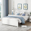 Wooden Platform Bed with Headboard and Wood Slat Support White-Full Size - White - Simple Bed Frame