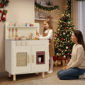 Wooden Pretend Kitchen Playset with Realistic Ice Maker-Yellow - Yellow - Play Kitchen Sets