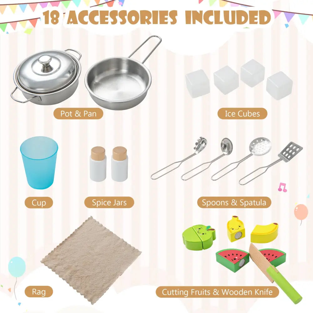 Wooden Pretend Play Kitchen Set for Toddlers-Gray - Gray - Play Kitchen Sets