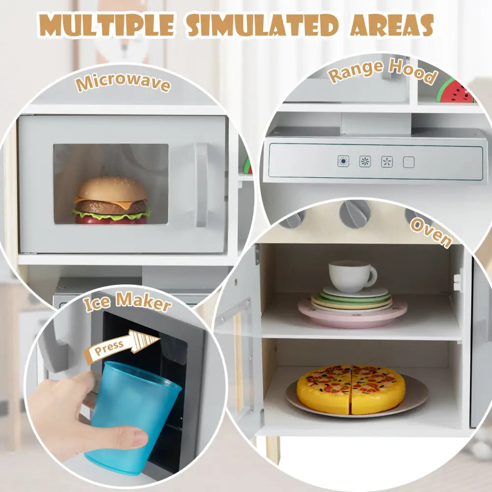 Wooden Pretend Play Kitchen Set for Toddlers-Gray - Gray - Play Kitchen Sets