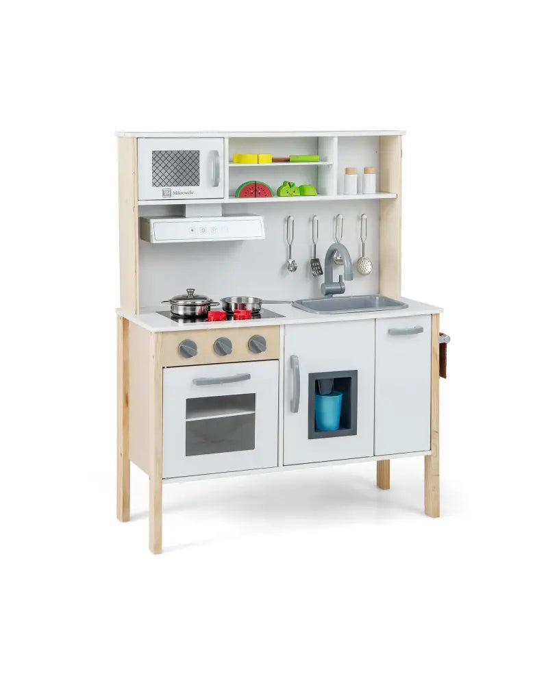 Wooden Pretend Play Kitchen Set for Toddlers-White - White - Play Kitchen Sets