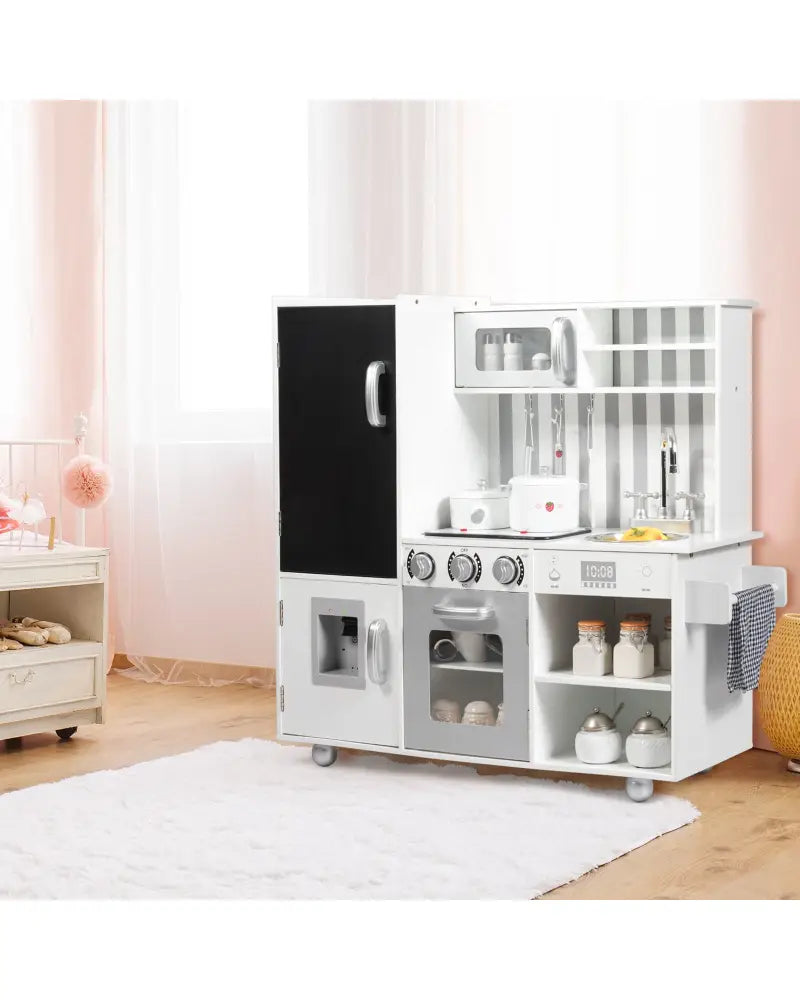 Wooden Pretend Play Kitchen Sets with Simulated Sound - White - Play Kitchen Sets