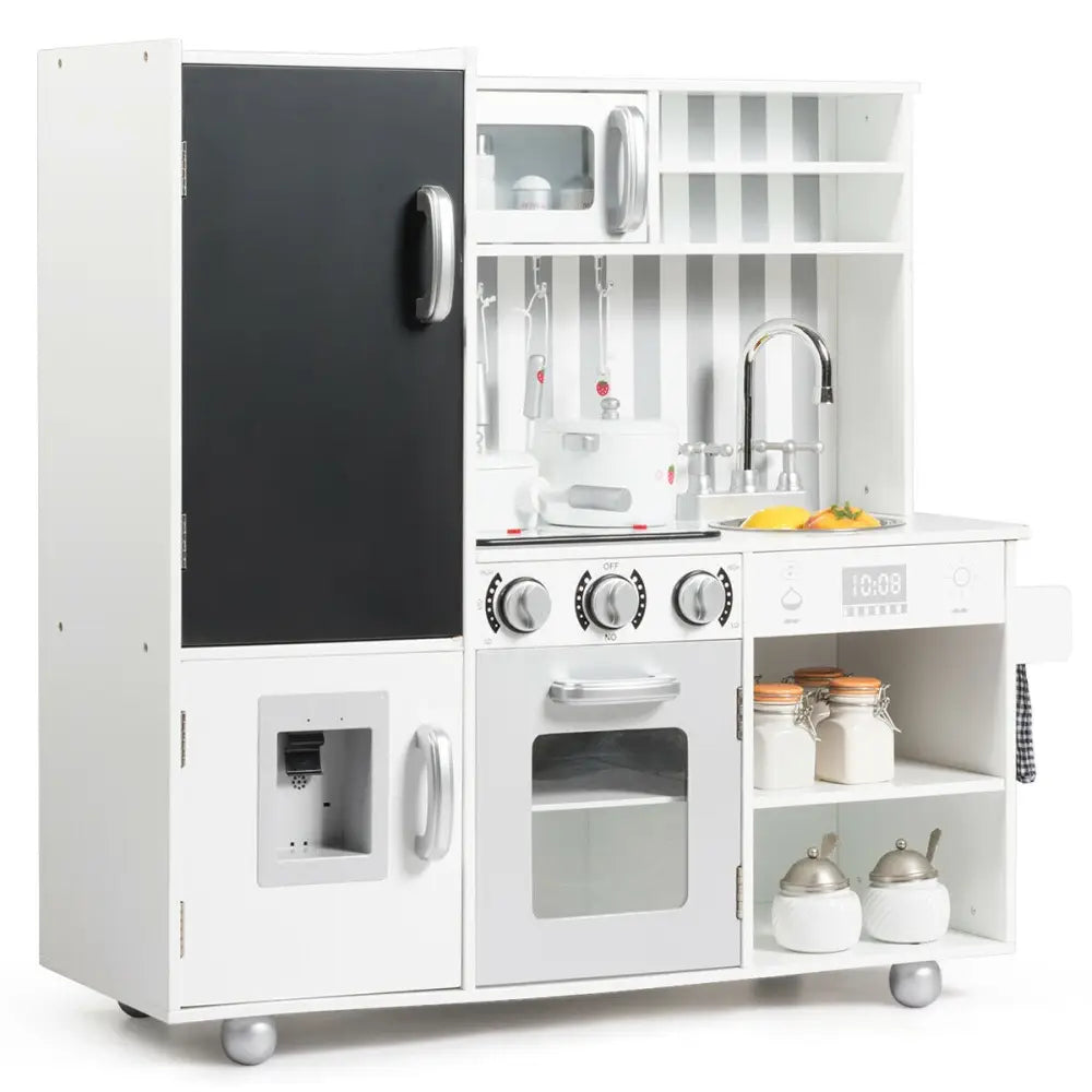 Wooden Pretend Play Kitchen Sets with Simulated Sound - White - Play Kitchen Sets
