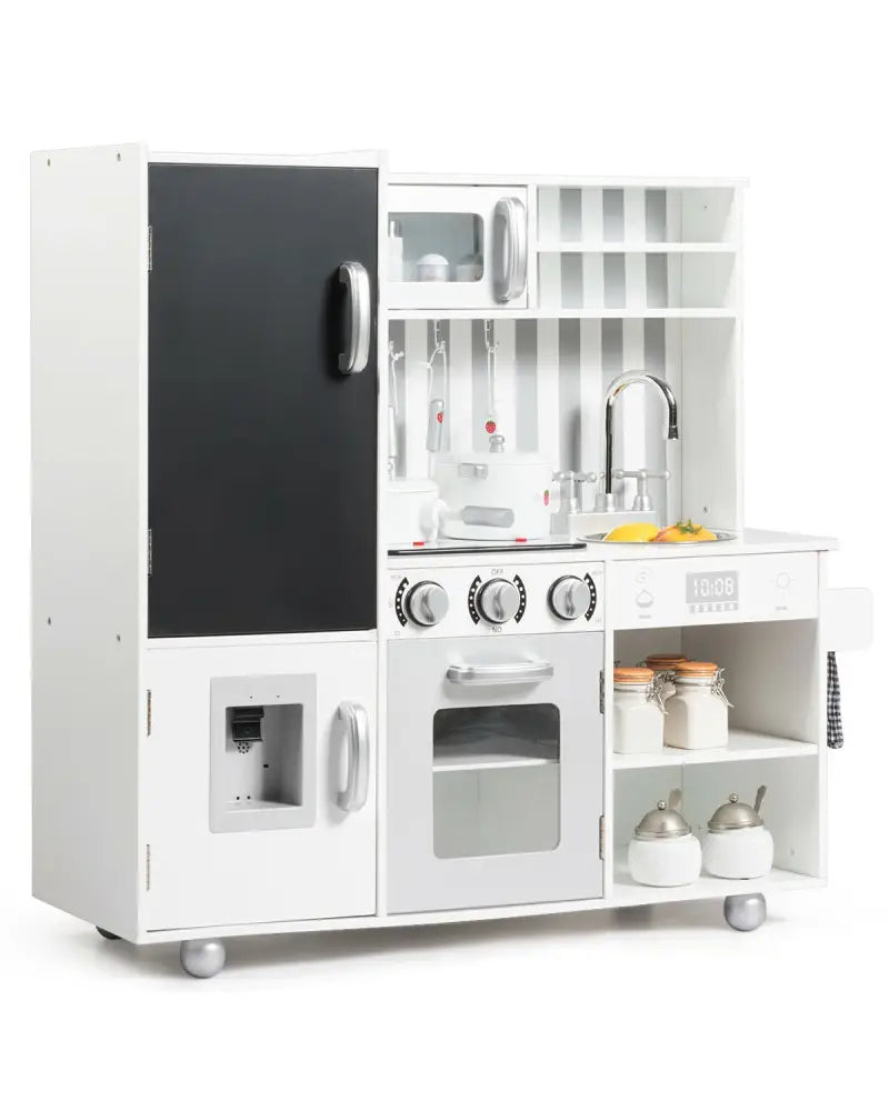 Wooden Pretend Play Kitchen Sets with Simulated Sound - White - Play Kitchen Sets