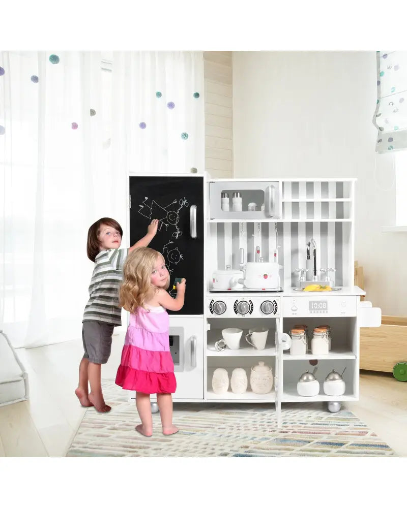 Wooden Pretend Play Kitchen Sets with Simulated Sound - White - Play Kitchen Sets