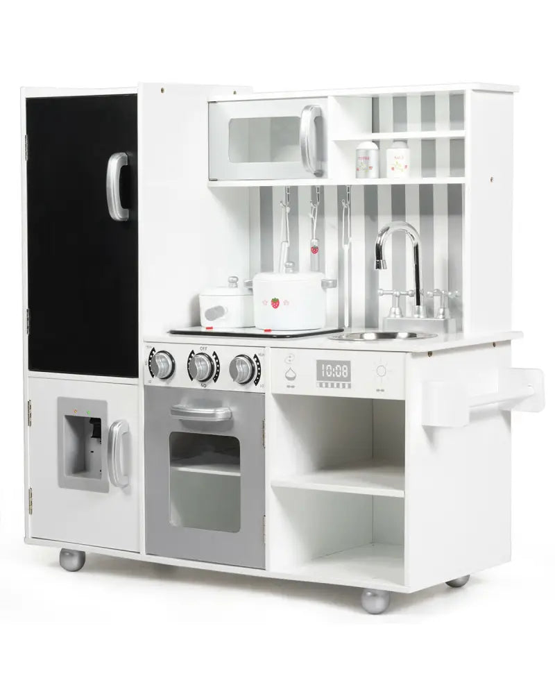 Wooden Pretend Play Kitchen Sets with Simulated Sound - White - Play Kitchen Sets