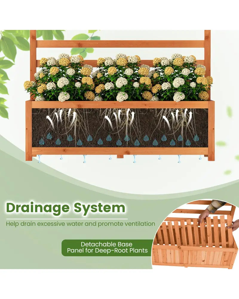Wooden Raised Garden Bed 59 Inch Tall Elevated Planter Box with Vertical Trellis-Orange - Orange - Raised Garden Beds