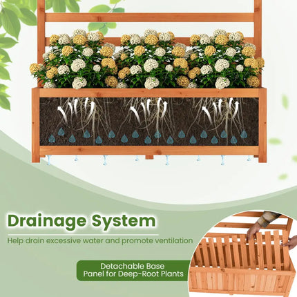 Wooden Raised Garden Bed 59 Inch Tall Elevated Planter Box with Vertical Trellis-Orange - Orange - Raised Garden Beds