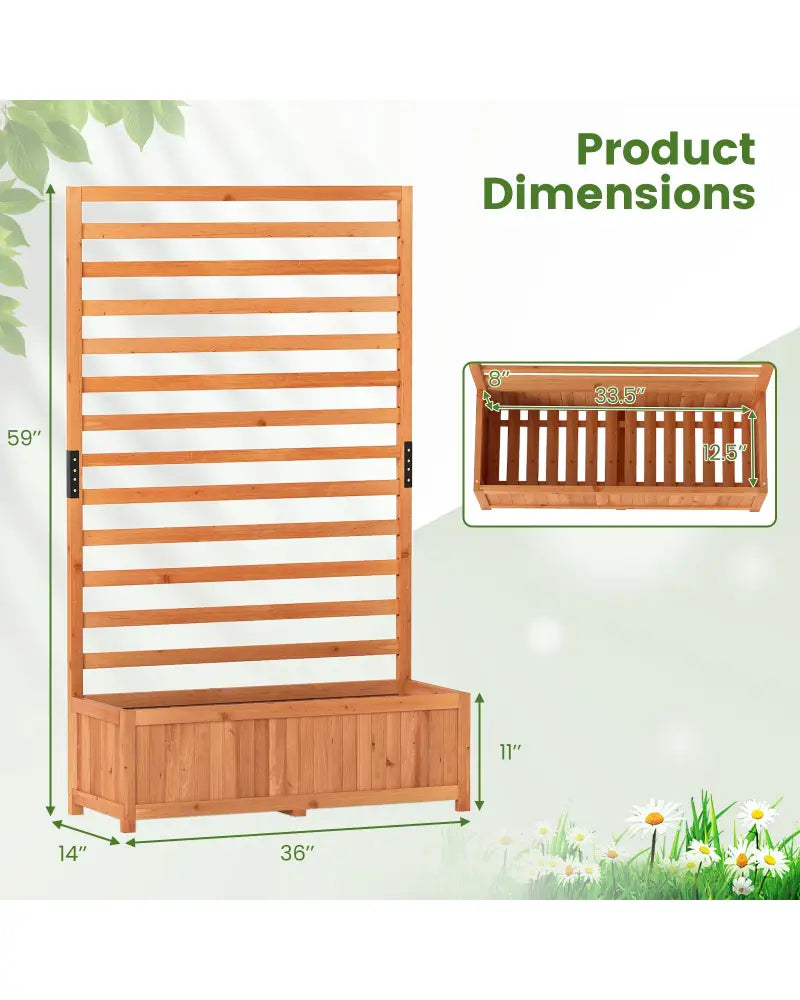 Wooden Raised Garden Bed 59 Inch Tall Elevated Planter Box with Vertical Trellis-Orange - Orange - Raised Garden Beds