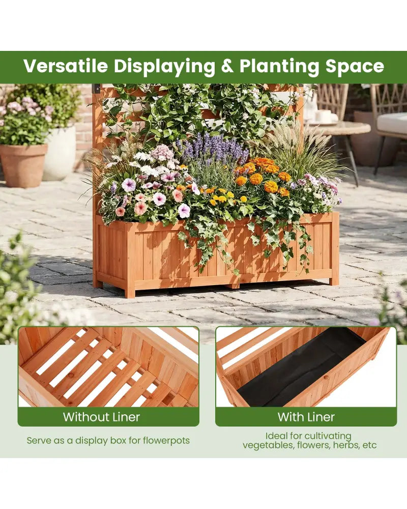 Wooden Raised Garden Bed 59 Inch Tall Elevated Planter Box with Vertical Trellis-Orange - Orange - Raised Garden Beds