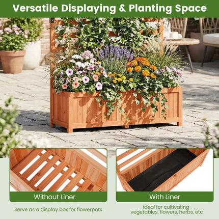 Wooden Raised Garden Bed 59 Inch Tall Elevated Planter Box with Vertical Trellis-Orange - Orange - Raised Garden Beds