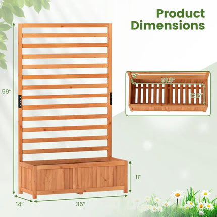 Wooden Raised Garden Bed 59 Inch Tall Elevated Planter Box with Vertical Trellis-Orange - Orange - Raised Garden Beds