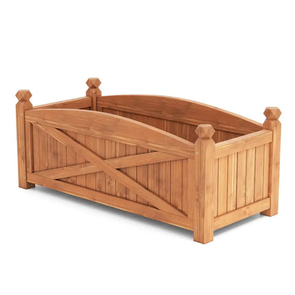 Wooden Raised Garden Bed Drainage Holes for Patio Garden-L - Natural - Raised Garden Beds