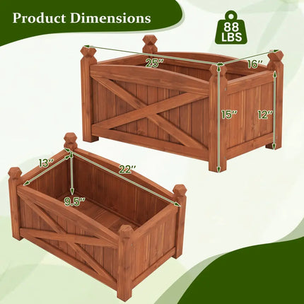 Wooden Raised Garden Bed Drainage Holes for Patio Garden-S - Natural - Raised Garden Beds