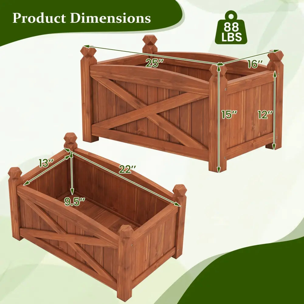 Wooden Raised Garden Bed Drainage Holes for Patio Garden-S - Natural - Raised Garden Beds