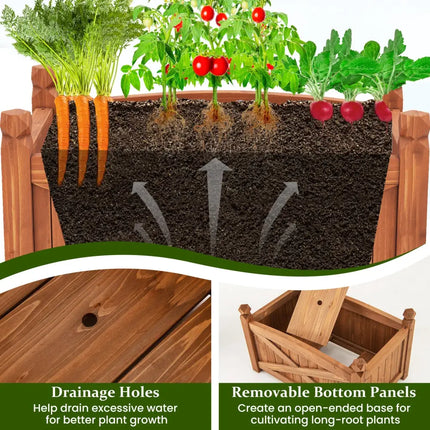 Wooden Raised Garden Bed Drainage Holes for Patio Garden-S - Natural - Raised Garden Beds