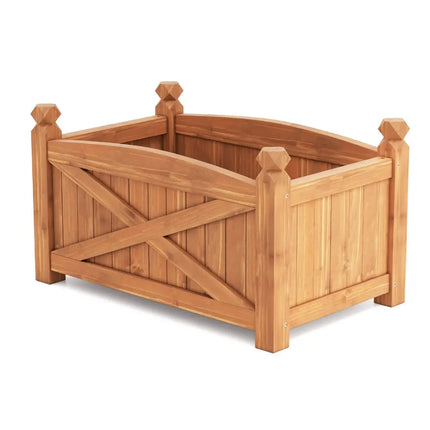 Wooden Raised Garden Bed Drainage Holes for Patio Garden-S - Natural - Raised Garden Beds