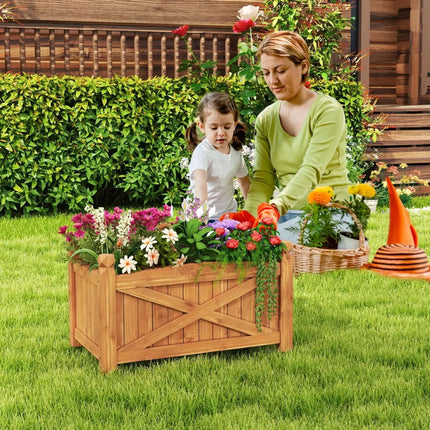 Wooden Raised Garden Bed Drainage Holes for Patio Garden-S - Natural - Raised Garden Beds