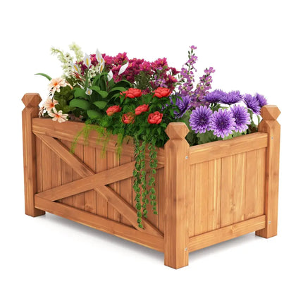 Wooden Raised Garden Bed Drainage Holes for Patio Garden-S - Natural - Raised Garden Beds
