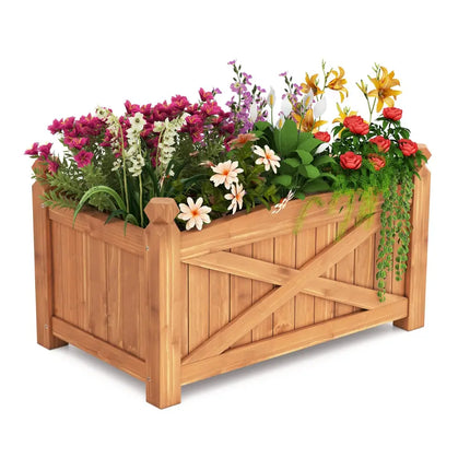 Wooden Raised Garden Bed Drainage Holes for Patio Garden-S - Natural - Raised Garden Beds