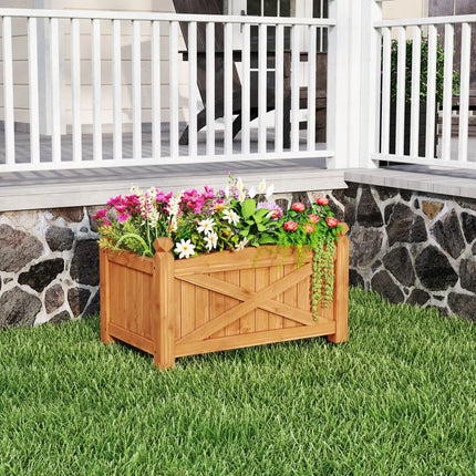 Wooden Raised Garden Bed Drainage Holes for Patio Garden-S - Natural - Raised Garden Beds