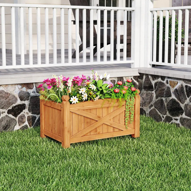 Wooden Raised Garden Bed Drainage Holes for Patio Garden-S - Natural - Raised Garden Beds