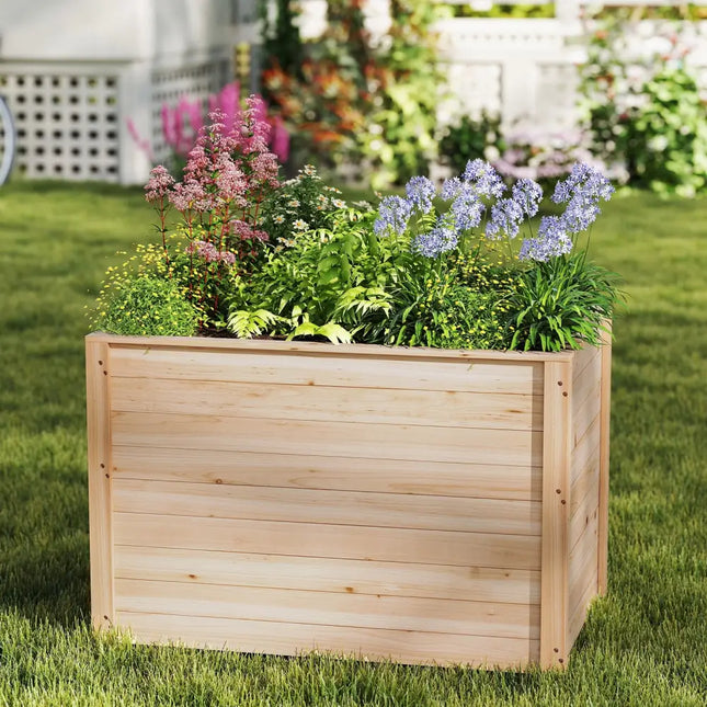 Wooden Raised Garden Bed Elevated Planter Box with Open-Ended Base - Raised Garden Beds