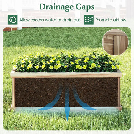 Wooden Raised Garden Bed Natural Acacia Wood Rectangular Planter Box with Drainage-Natural - Natural - Raised Garden