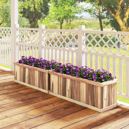 Wooden Raised Garden Bed Natural Acacia Wood Rectangular Planter Box with Drainage-Natural - Natural - Raised Garden