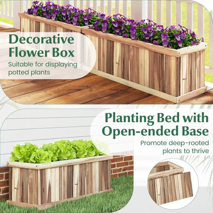 Wooden Raised Garden Bed Natural Acacia Wood Rectangular Planter Box with Drainage-Natural - Natural - Raised Garden