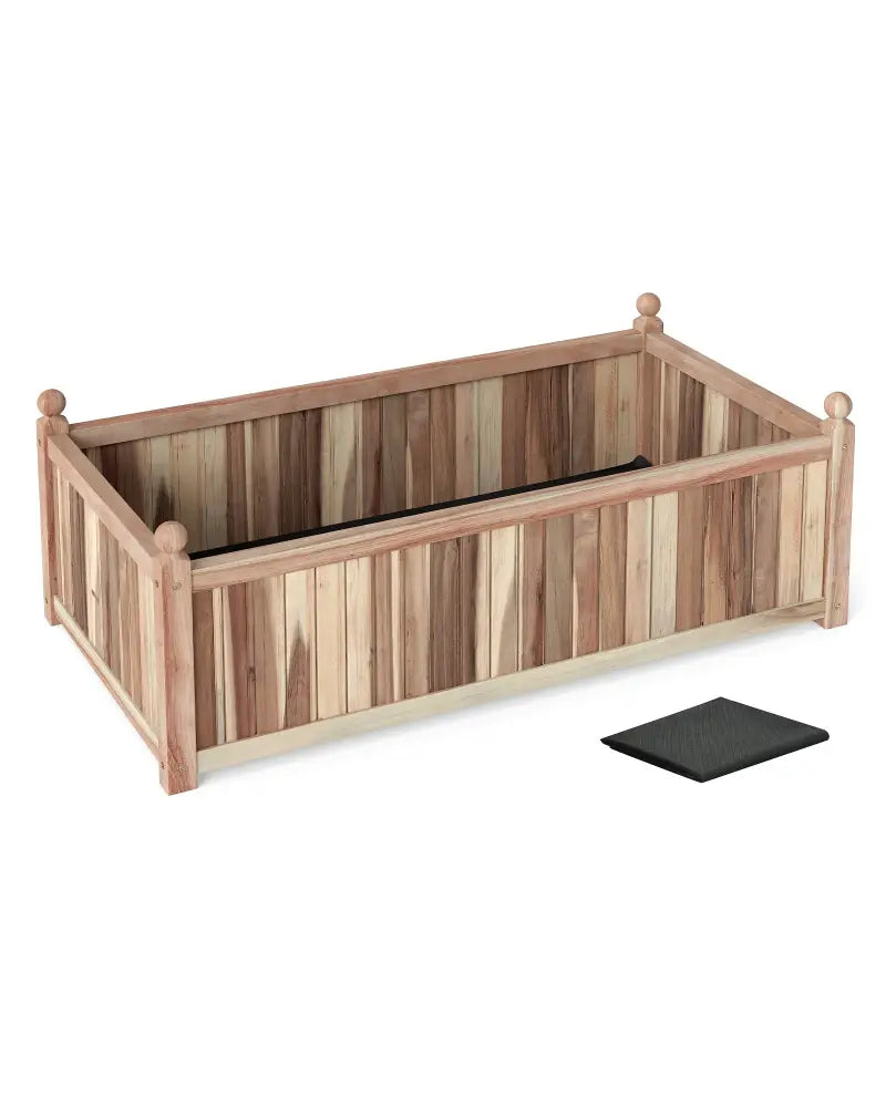 Wooden Raised Garden Bed Natural Acacia Wood Rectangular Planter Box with Liner-Natural - Natural - Raised Garden Beds