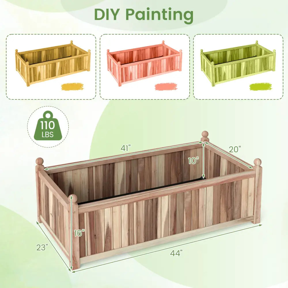 Wooden Raised Garden Bed Natural Acacia Wood Rectangular Planter Box with Liner-Natural - Natural - Raised Garden Beds
