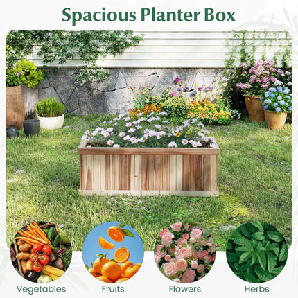 Wooden Raised Garden Bed Natural Acacia Wood Rectangular Planter Box with Drainage-Natural - Natural - Raised Garden