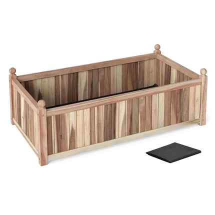 Wooden Raised Garden Bed Natural Acacia Wood Rectangular Planter Box with Liner-Natural - Natural - Raised Garden Beds