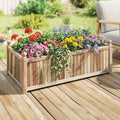 Wooden Raised Garden Bed Natural Acacia Wood Rectangular Planter Box with Liner-Natural - Natural - Raised Garden Beds
