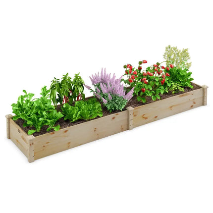 Wooden Raised Garden Bed Outdoor for Vegetables Flowers Fruit - Natural - Raised Garden Beds