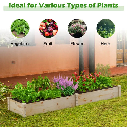Wooden Raised Garden Bed Outdoor for Vegetables Flowers Fruit - Natural - Raised Garden Beds