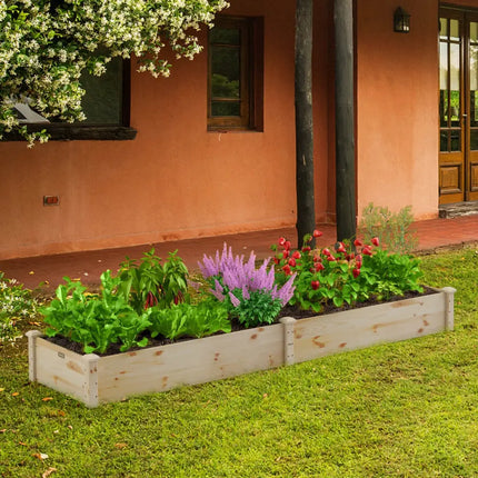 Wooden Raised Garden Bed Outdoor for Vegetables Flowers Fruit - Natural - Raised Garden Beds