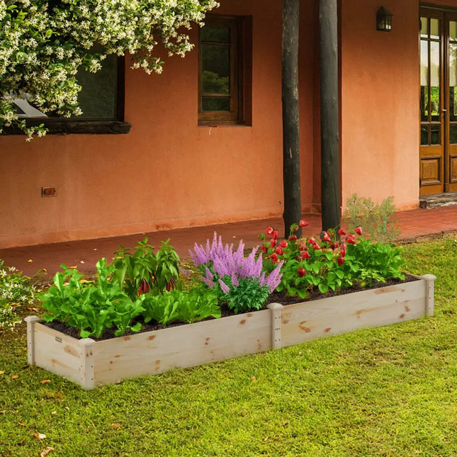 Wooden Raised Garden Bed Outdoor for Vegetables Flowers Fruit - Natural - Raised Garden Beds