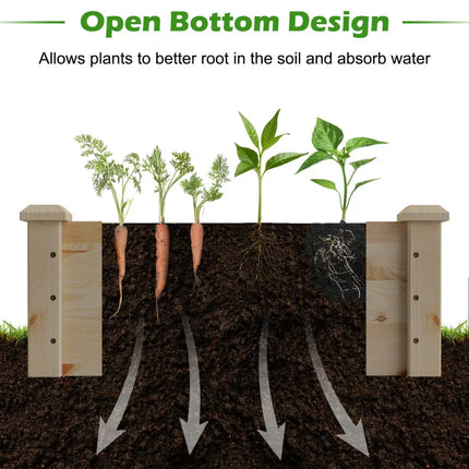 Wooden Raised Garden Bed Outdoor for Vegetables Flowers Fruit - Natural - Raised Garden Beds