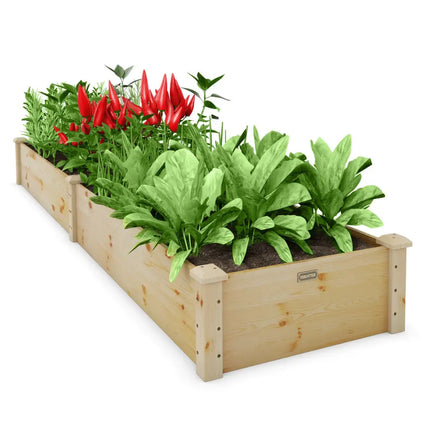 Wooden Raised Garden Bed Outdoor for Vegetables Flowers Fruit - Natural - Raised Garden Beds