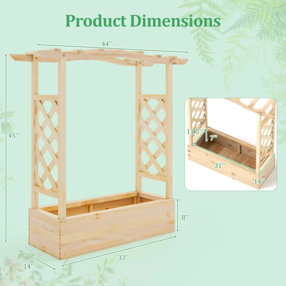 Wooden Raised Garden Bed Planter Box with Trellis and Hanging Roof - Raised Garden Beds
