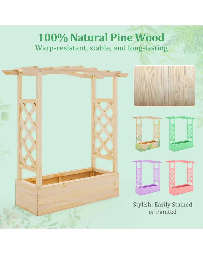 Wooden Raised Garden Bed Planter Box with Trellis and Hanging Roof - Raised Garden Beds