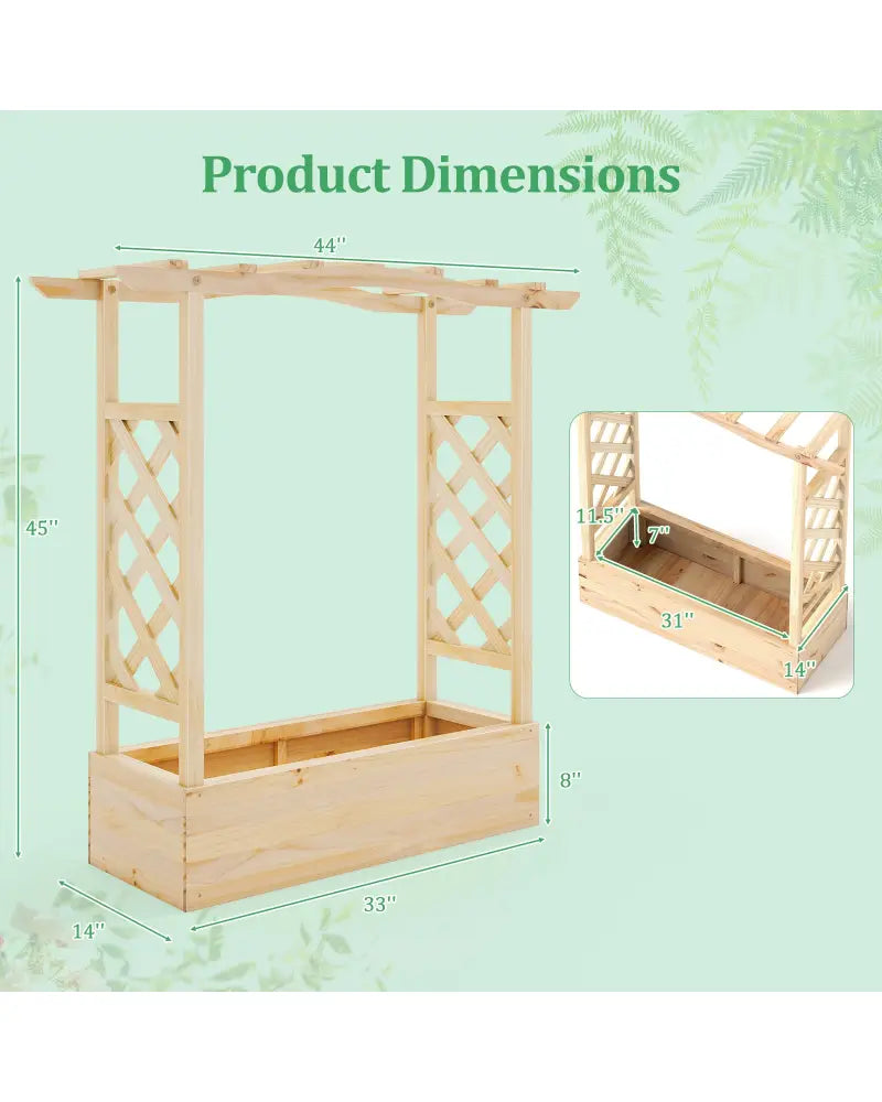 Wooden Raised Garden Bed Planter Box with Trellis and Hanging Roof - Raised Garden Beds