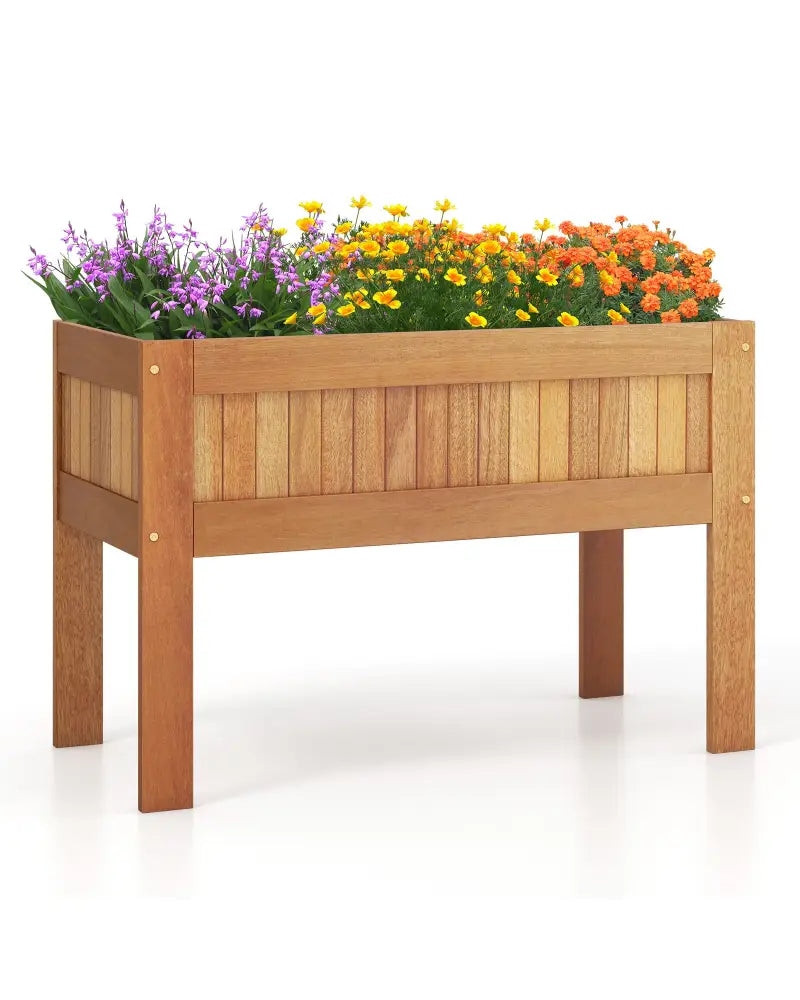 Wooden Raised Garden Bed Solid Wood Elevated Planter Box with Legs - Natural - Raised Garden Beds