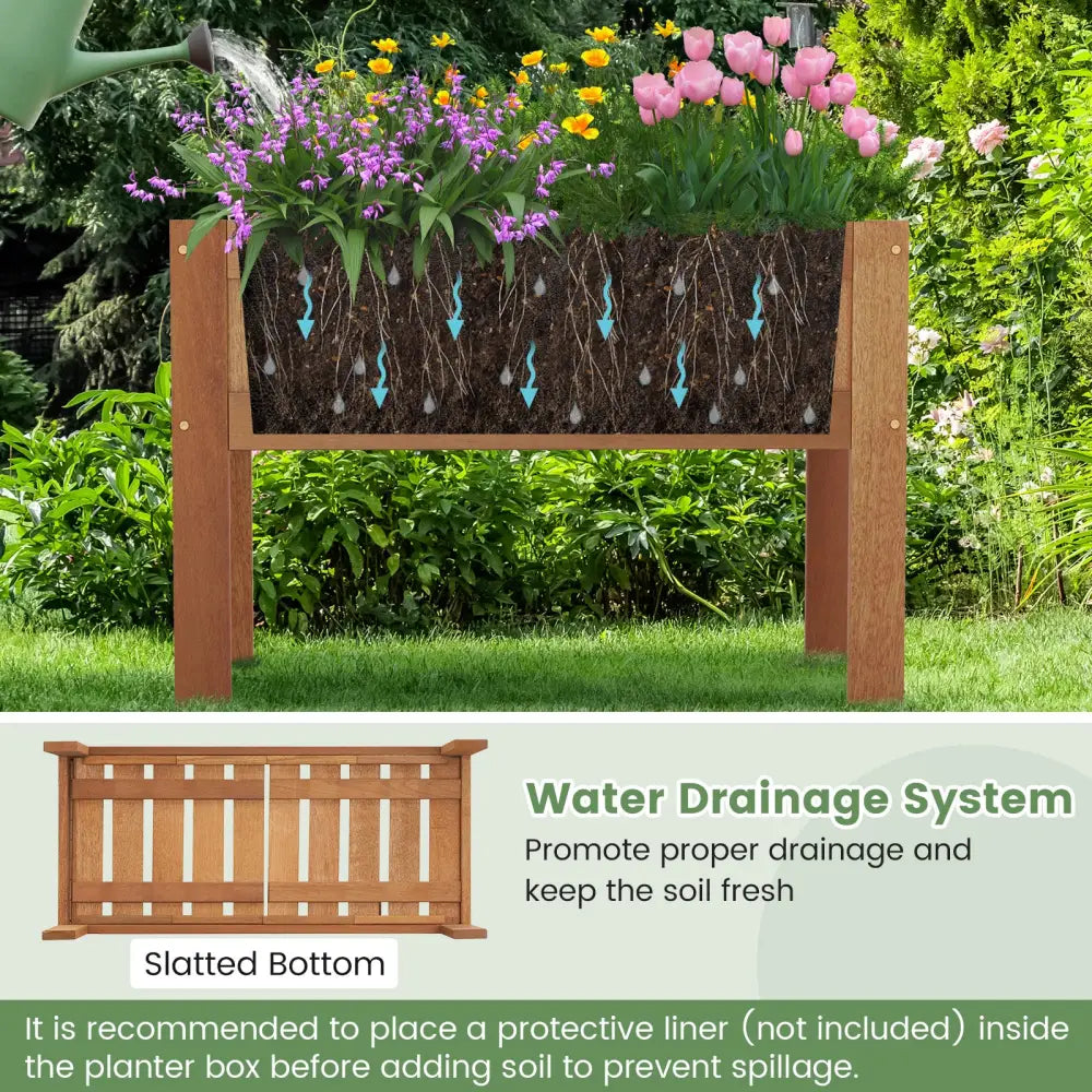 Wooden Raised Garden Bed Solid Wood Elevated Planter Box with Legs - Natural - Raised Garden Beds