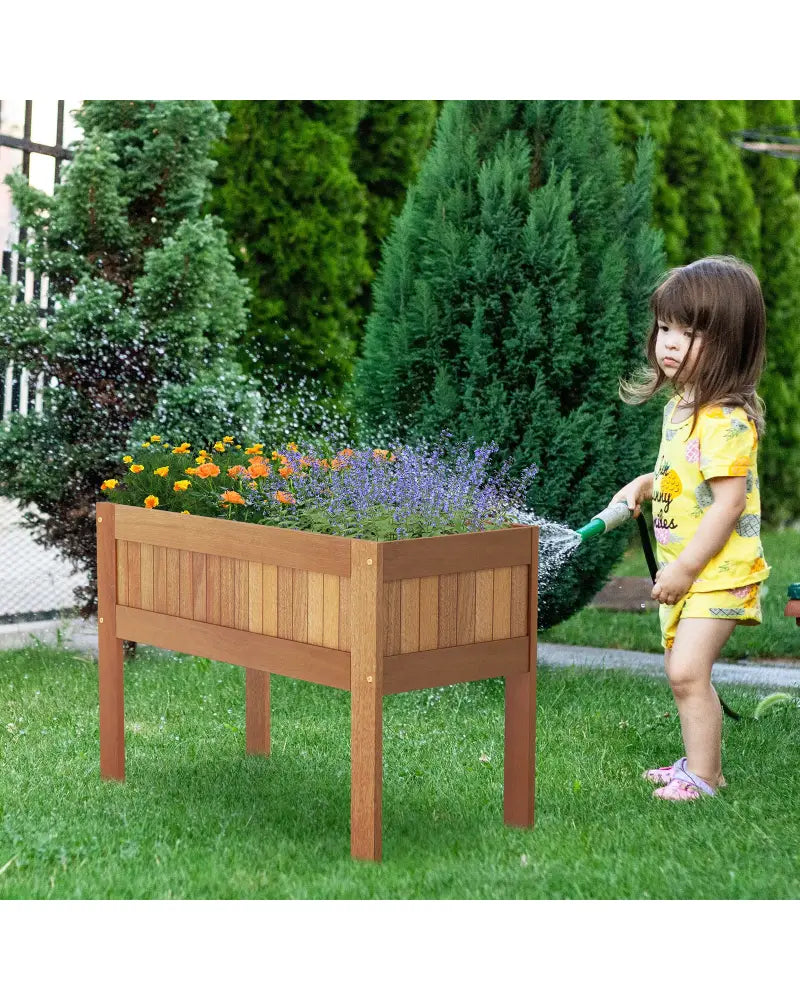 Wooden Raised Garden Bed Solid Wood Elevated Planter Box with Legs - Natural - Raised Garden Beds